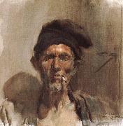 Joaquin Sorolla Smoking old man Sweden oil painting artist